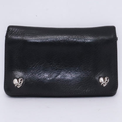 CHROME HEARTS 1ZIP Heart Leather Wallet Black Size F