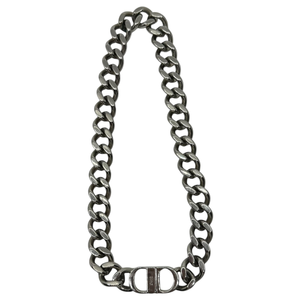 Christian Dior CD ICON Chain Link Necklace Silver