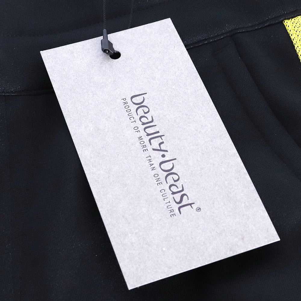 BEAUTY BEAST Saruel Track Half Shorts Black Yellow Size M