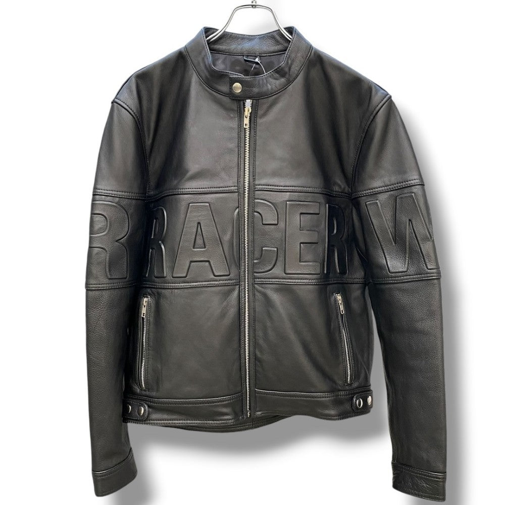 Racer Worldwide Black Leather Embossed Jacket Size S