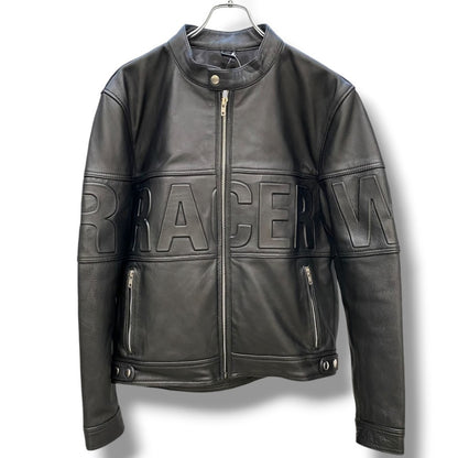 Racer Worldwide Black Leather Embossed Jacket Size S