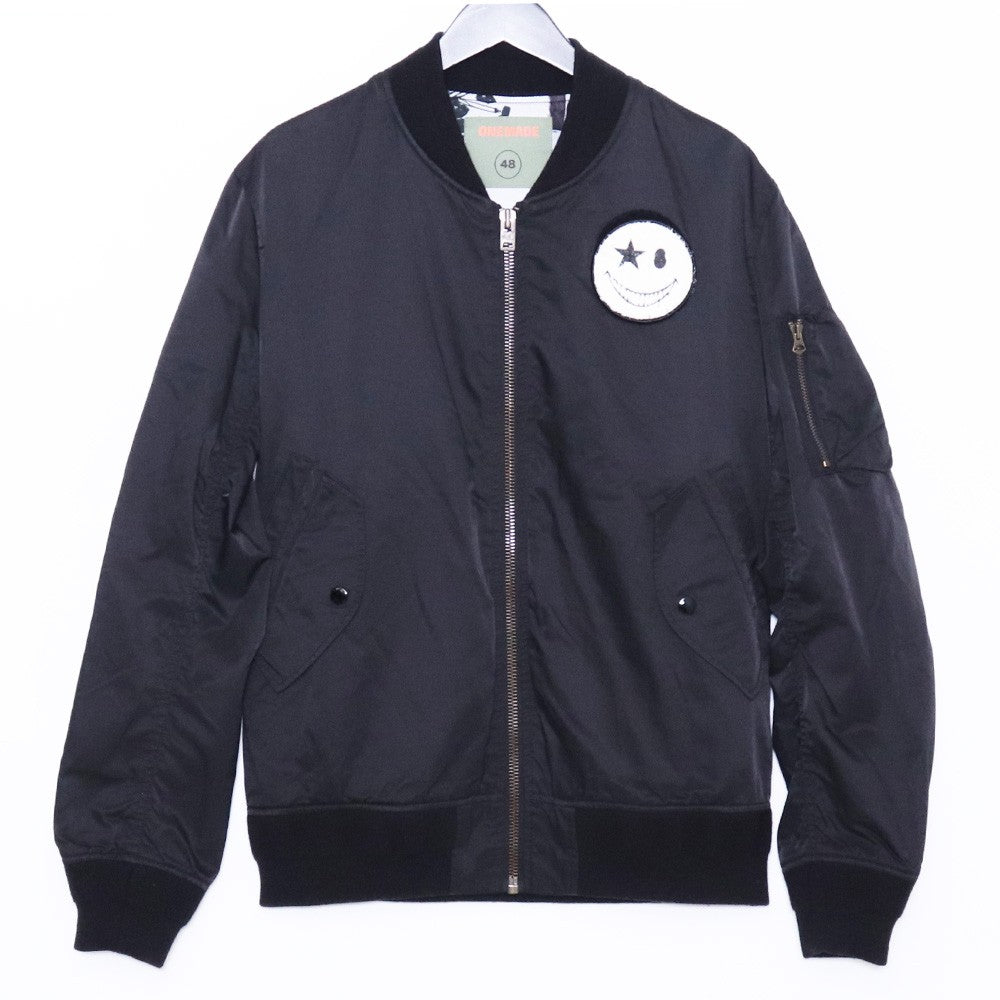 ONE MADE MA- Girl Print Madonna Bomber Jacket Black Size L
