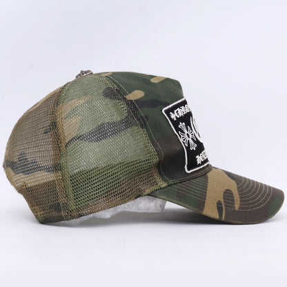 Chrome Hearts Old Crossball Camo Trucker Cap Size 4