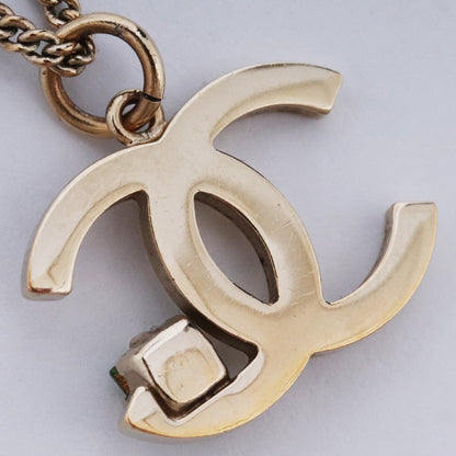 CHANEL Gold Coco Mark Stone Necklace Size 42CM