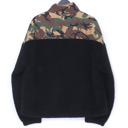 CELINE Camo Bi-Material Half-Zip Fleece Jacket Black Size 50