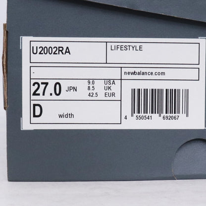 NEW BALANCE 2002R Black Cement Sneakers Gray Size 27cm