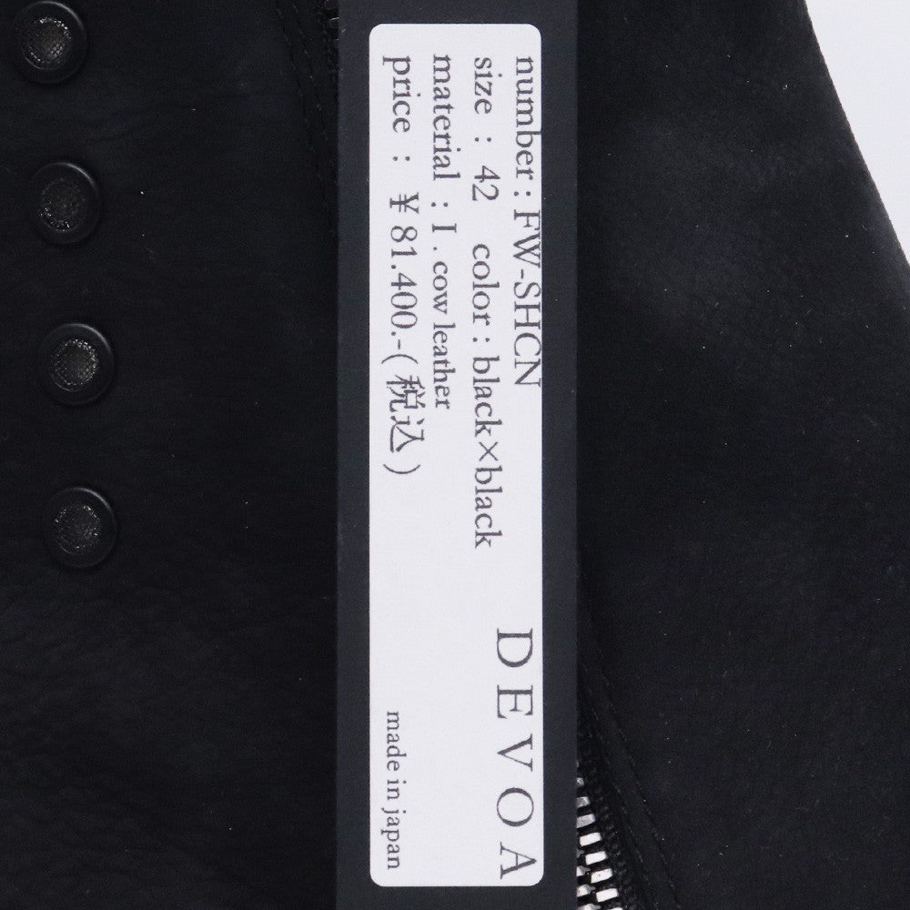 DEVOA 25AW Cow Nubuck Leather Sneakers Black Size EU 42