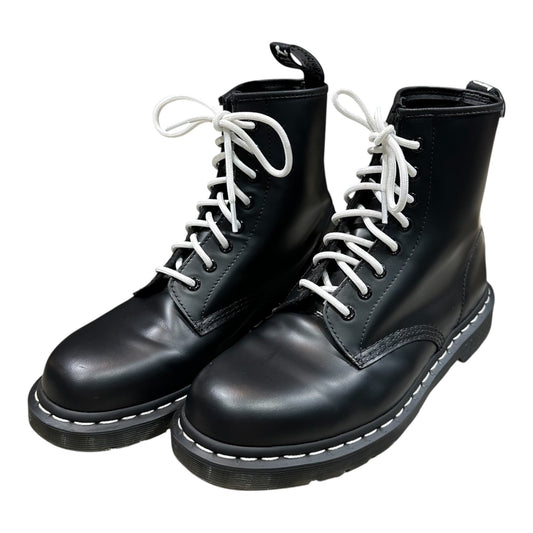 DR.MARTENS 1460 White Stitch 8 Eye Boots Black Size 27cm