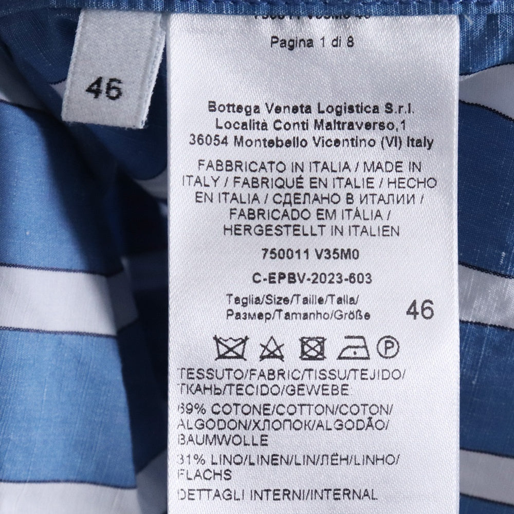 Bottega Veneta 23AW Blue Striped Panelled Shirt Size 46