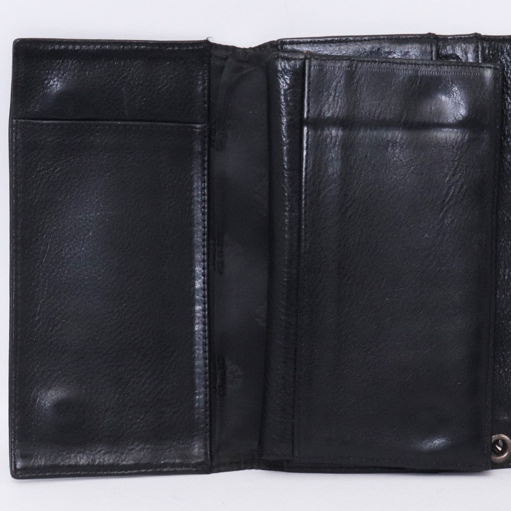 CHROME HEARTS Wave Cross Button Wallet Black Size F