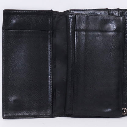 CHROME HEARTS Wave Cross Button Wallet Black Size F