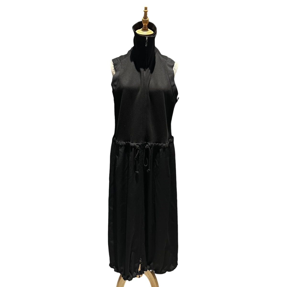 Y's 22AW Wool Gabardine Combination Dress Black Size 1