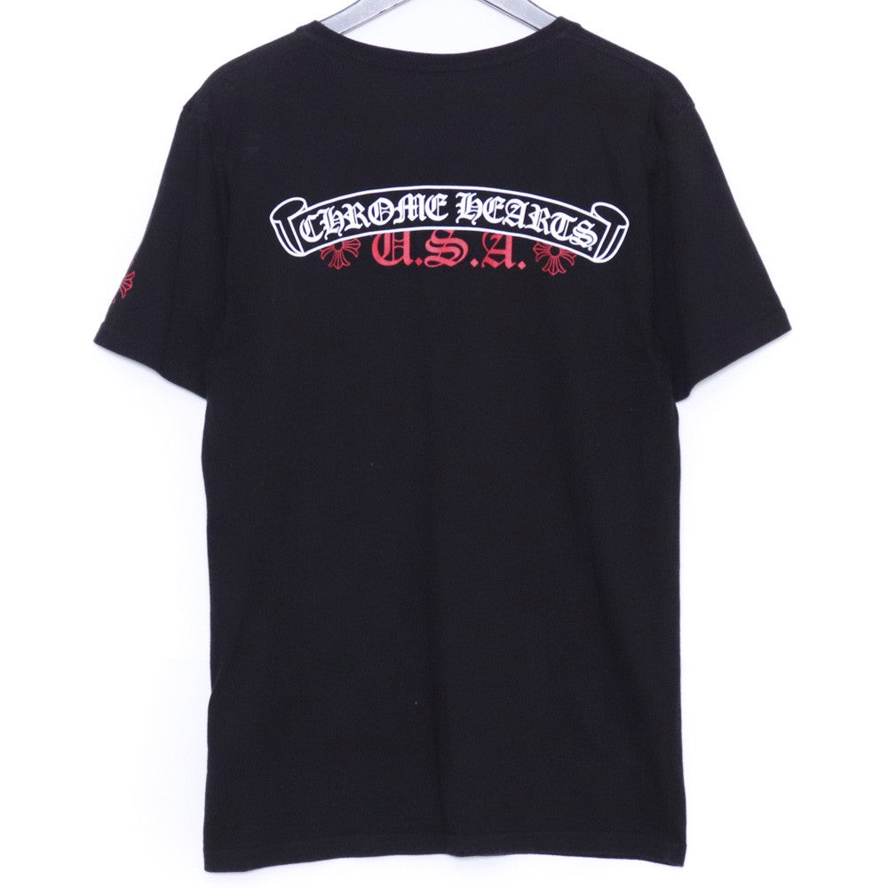 CHROME HEARTS Scroll Label USA V-Neck T-Shirt Black Size M