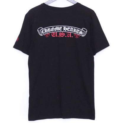 CHROME HEARTS Scroll Label USA V-Neck T-Shirt Black Size M