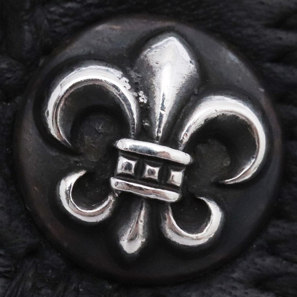 CHROME HEARTS BS Fleur Leather Messenger Bag Black Size F