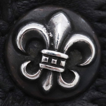 CHROME HEARTS BS Fleur Leather Messenger Bag Black Size F