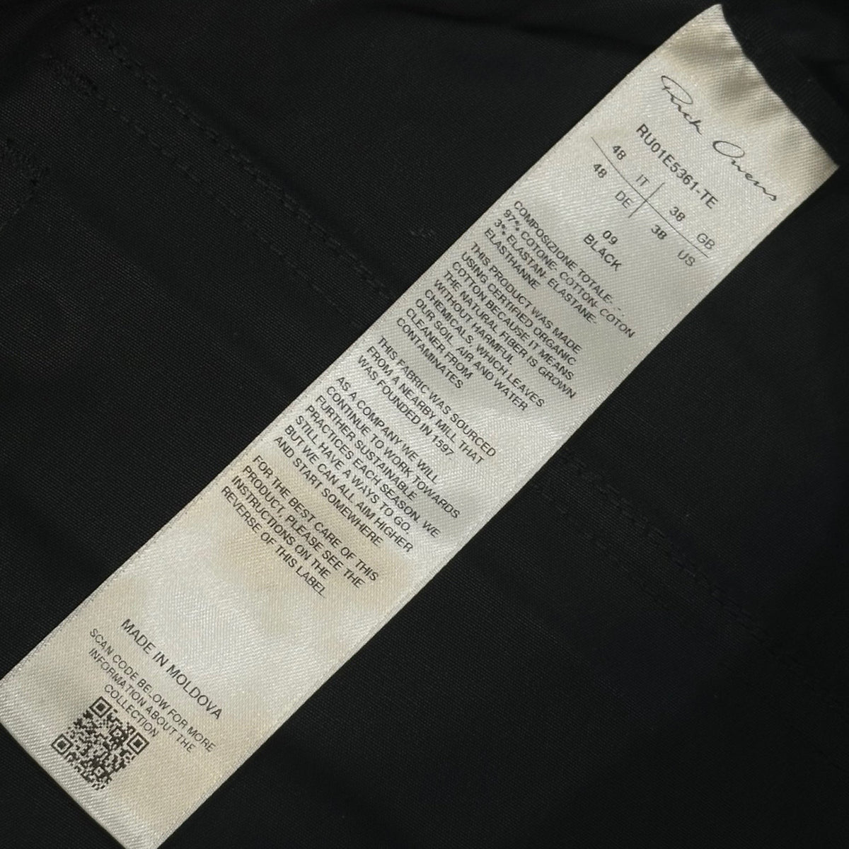 Rick Owens 25SS Bela Wide Stretch Cotton Pants Size 48
