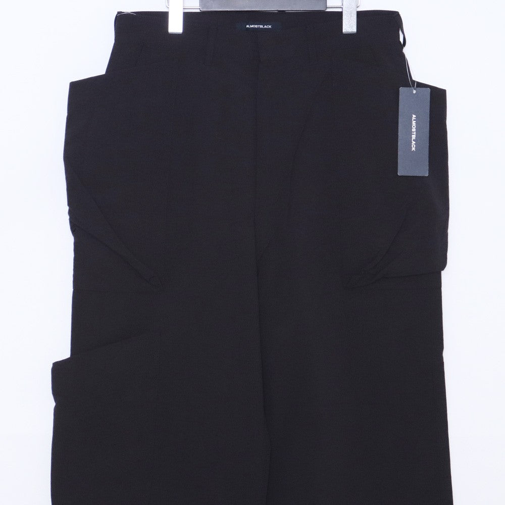 ALMOSTBLACK 24SS Black Wide Woven Big Pocket Pants Size 1