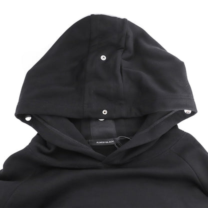 ALMOSTBLACK Button Adjust Pullover Hoodie Black Size 2