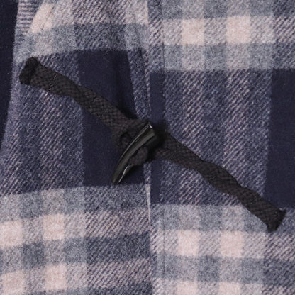 A NOVEL DAY Check Duffle Long Coat Navy Size 2