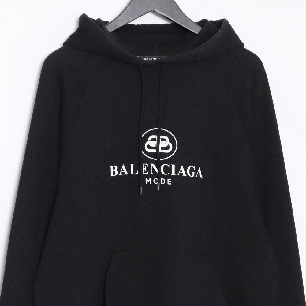 Balenciaga BB Logo Black Pullover Hoodie Size M