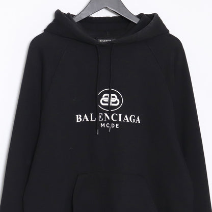 Balenciaga BB Logo Black Pullover Hoodie Size M