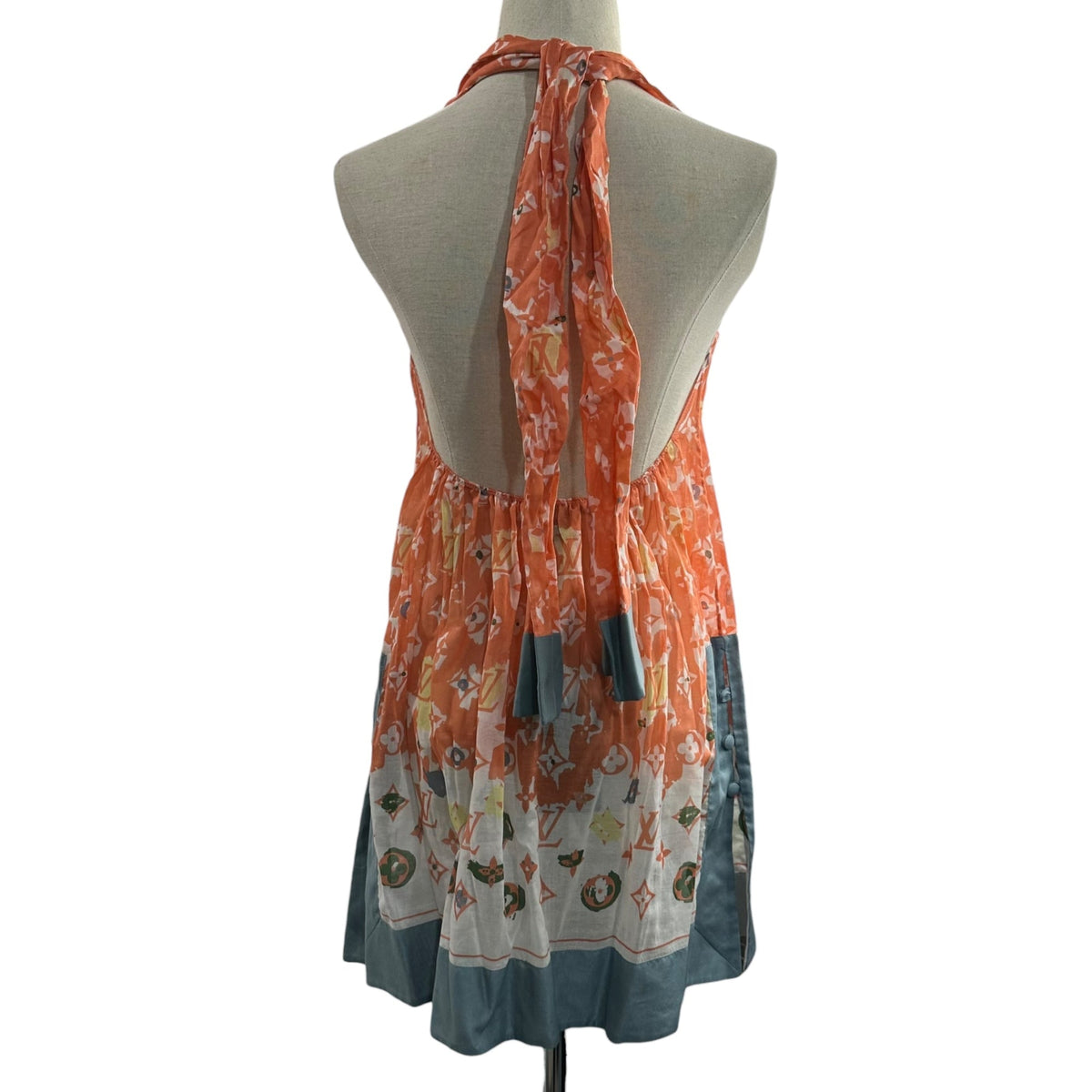 LOUIS VUITTON Halter-Neck Monogram Cotton Dress Size 34