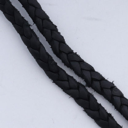 CHROME HEARTS Scroll Leather Braid Necklace Black Size F