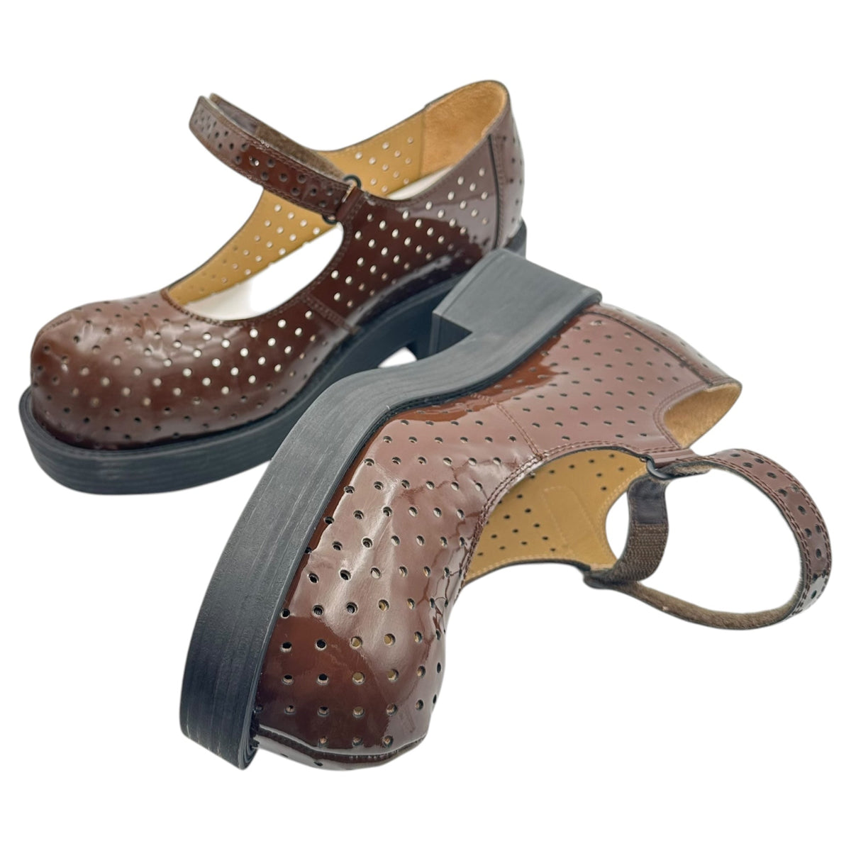MM6 24SS Patent Leather Perforated Jane Shoes Sneakers Size EU 43