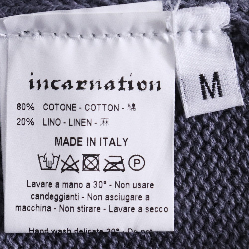 Incarnation Cotton Linen Piece Dyed Cardigan Gray Size M