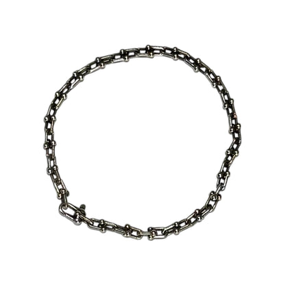 TIFFANY & CO. Hardware Micro Link Silver Bracelet Size MICRO