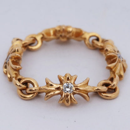 CHROME HEARTS 22K Gold Tiny E CH Diamond Ring Size ONE SIZE