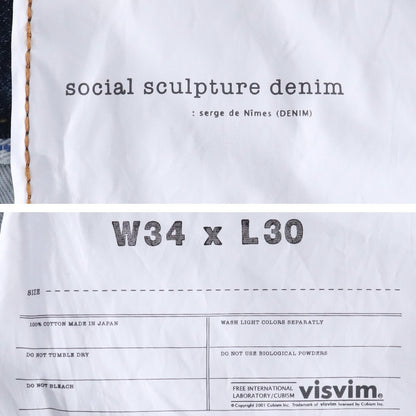 VISVIM Social Sculpture 15 Jeans Indigo Size W34 × L30
