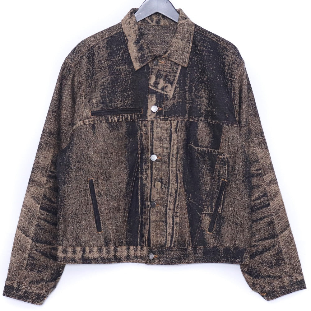 DAISUKE TANABE 26SS X-Ray Jacquard Denim Brown Black Jacket Size 38