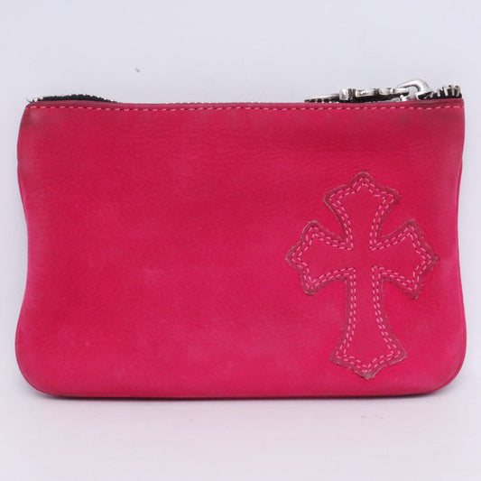 CHROME HEARTS ZPR CHG PURSE Nubuck Coin Wallet Pink Size F