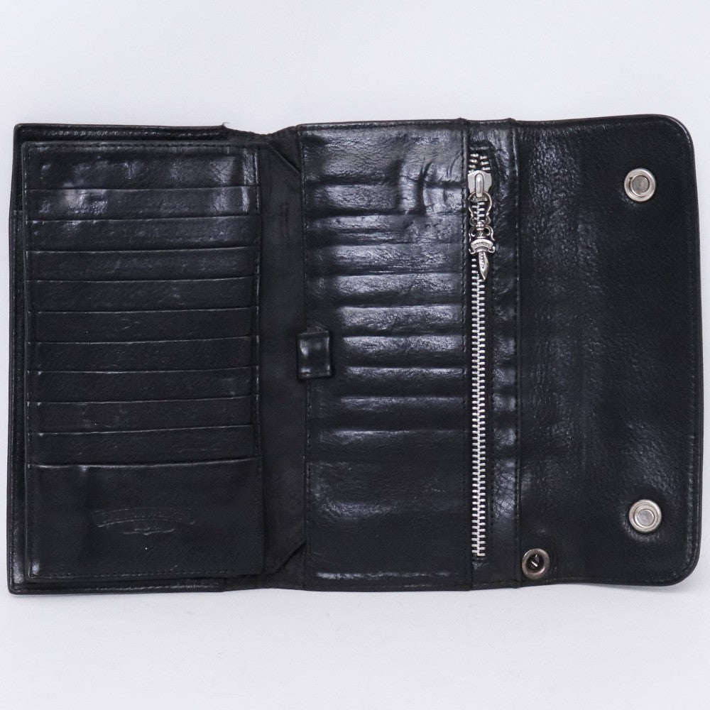 CHROME HEARTS Wave Cross Button Wallet Black Size F