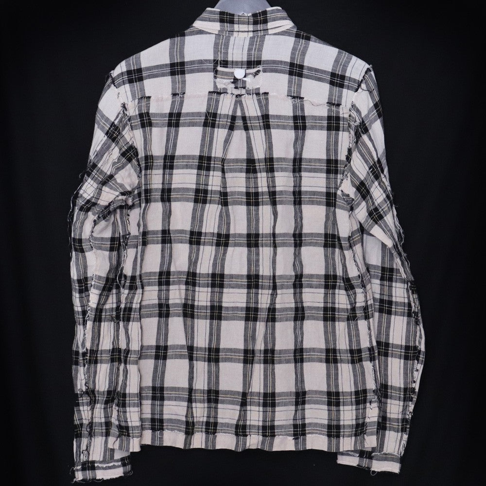Mastermind Japan Beige Skull Gauze Check Sleeve Shirt Size S