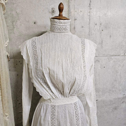 Euro antique Victorian Cotton Dress White