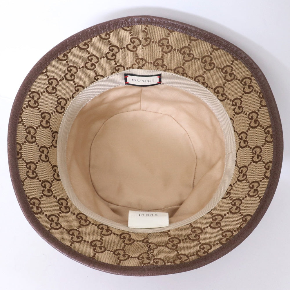 GUCCI GG Canvas Pattern Fedora Bucket Hat Beige Size M