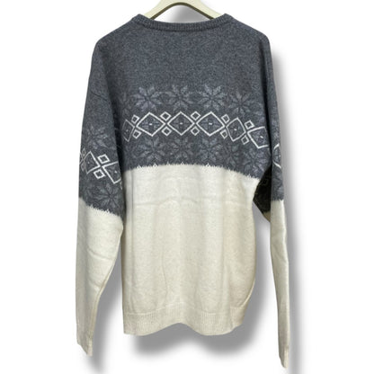 SEQUEL 23AW Nordic Crew Neck Bicolor Knit Gray Size XL