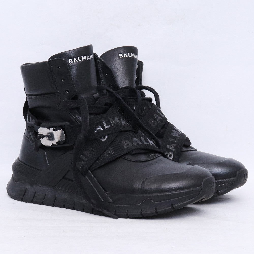 BALMAIN B-Troop Leather High-Top Sneakers Black Size EU 42