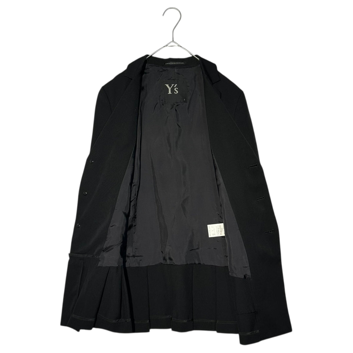 Y's Asymmetrical 3-Button Tailored Wool Jacket Size 1