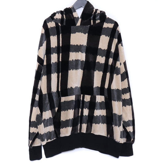 A.F ARTEFACT Velour Jacquard Pullover Hoodie Black Size 1