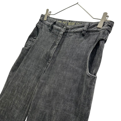 MM6 03SS Circular Pocket Wide Flare Pants Black Size 42