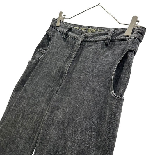 MM6 03SS Circular Pocket Wide Flare Pants Black Size 42