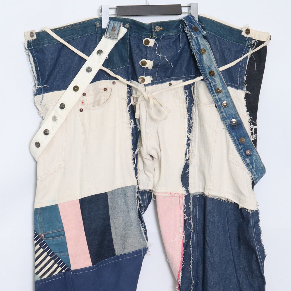 NISAI "Akuto Niji" Remake Denim Overalls Blue Free Size