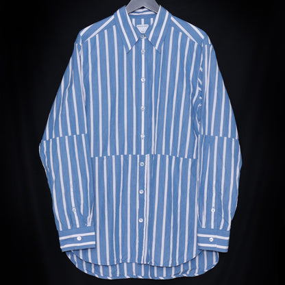 Bottega Veneta 23AW Blue Striped Panelled Shirt Size 46