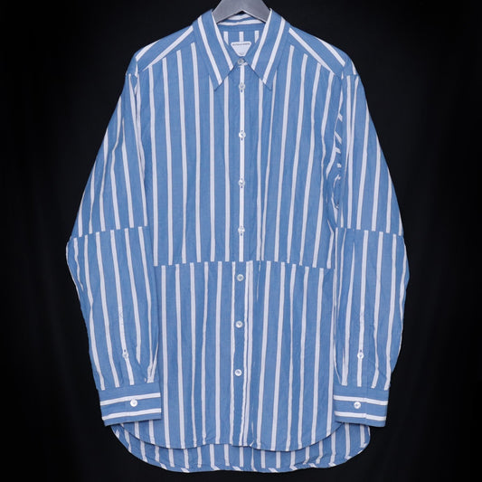 Bottega Veneta 23AW Blue Striped Panelled Shirt Size 46