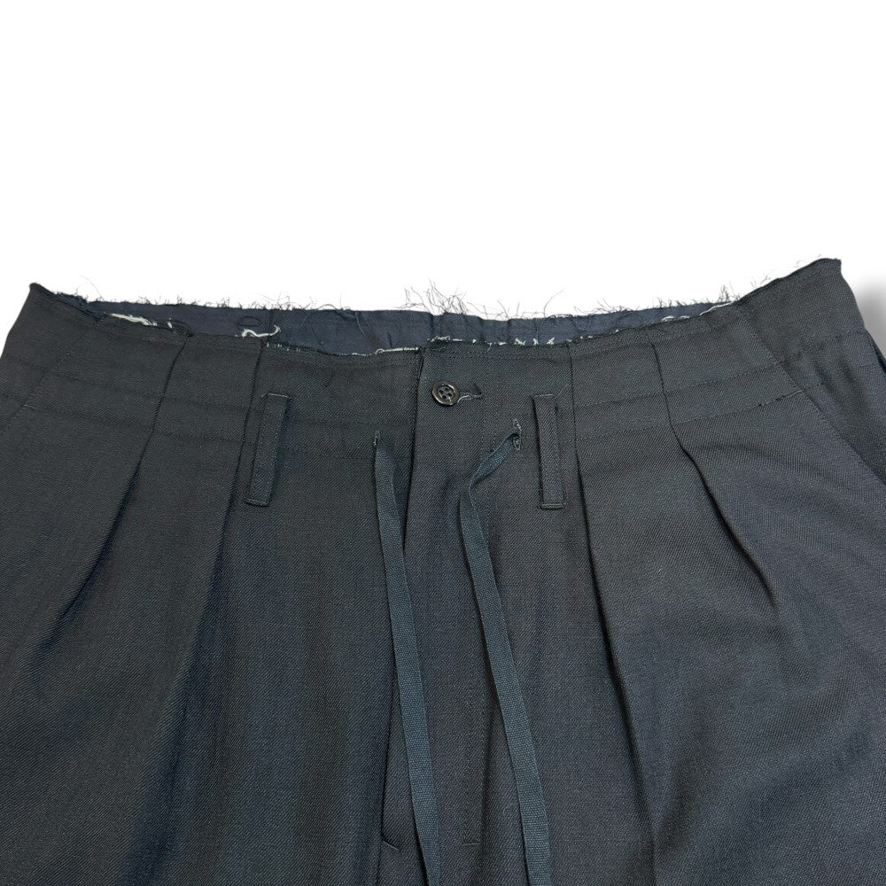 ANCELLM 25SS Distressed Wool 2-Tuck Slacks Black Size 1
