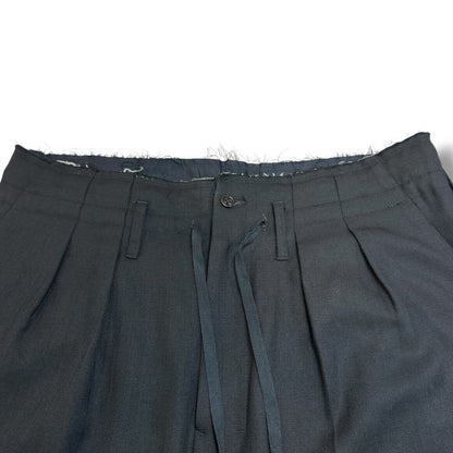 ANCELLM 25SS Distressed Wool 2-Tuck Slacks Black Size 1